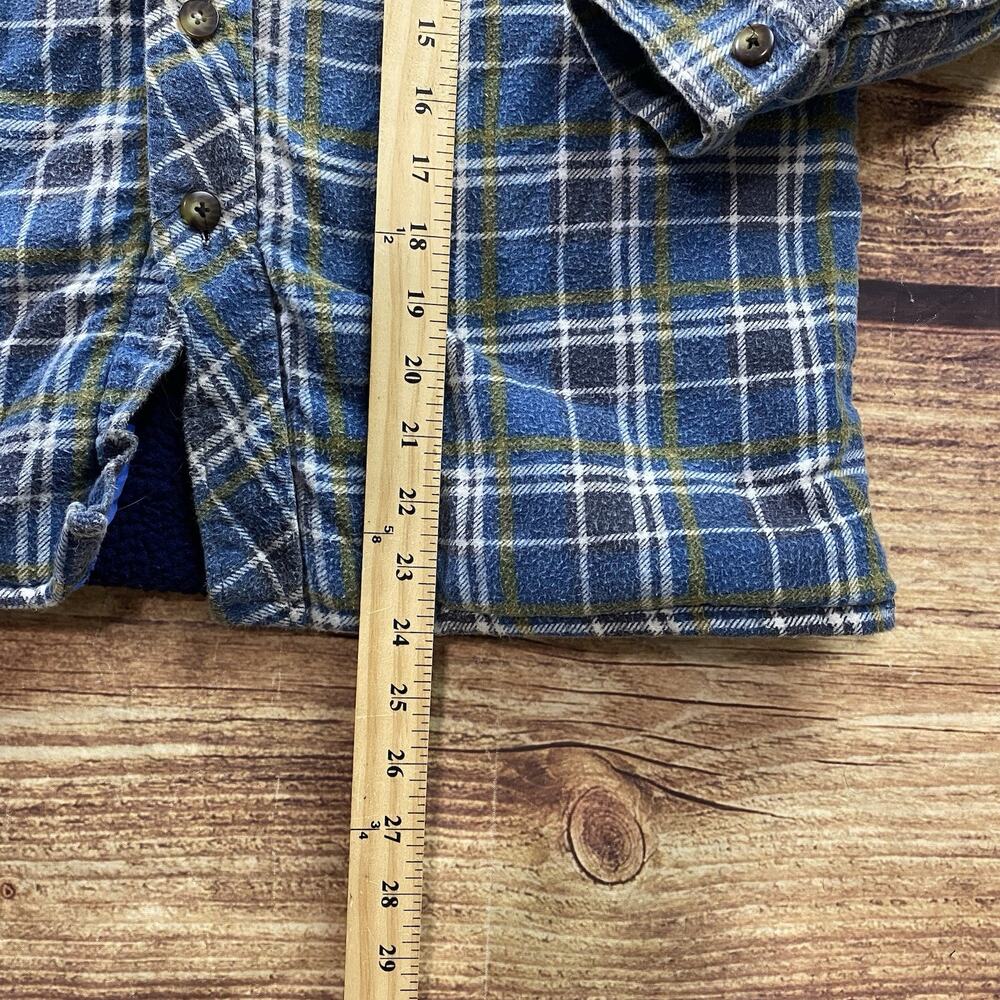 Grit Iron Workwear M Button Up Sherpa Lined Flannel Hooded Jacket Blue - Picture 8 of 8